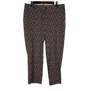Talbots‎ Signature Floral Cropped Pants Women's 10 Brown White